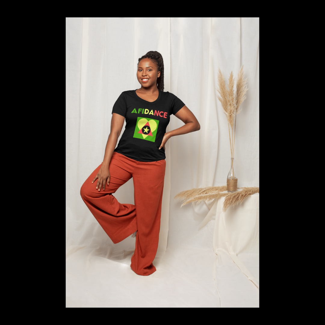 Model wearing Afidance fitted tee